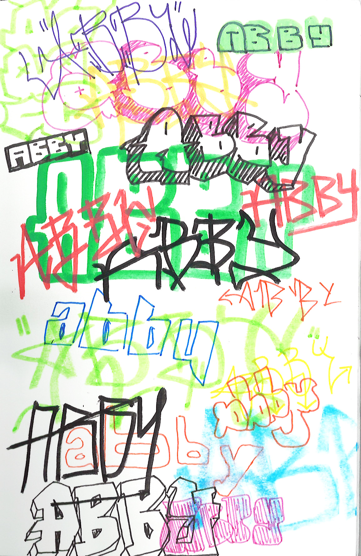 my name over and over in graffiti fonts